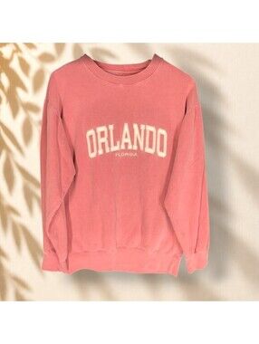 U.S. Vintage Sweatshirt Women M Medium Pink Long Sleeve Crew Neck Pullover